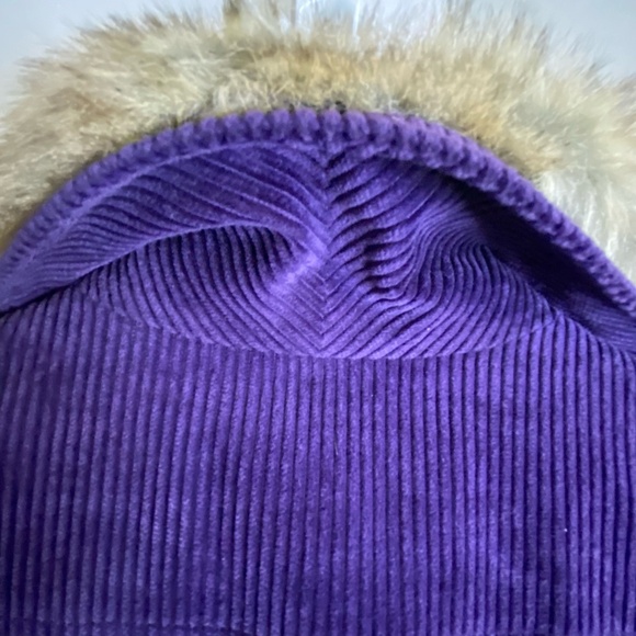 bread n butter Purple Corduroy Faux Fur Trim Mid Length Coat. Sz S - Picture 5 of 16